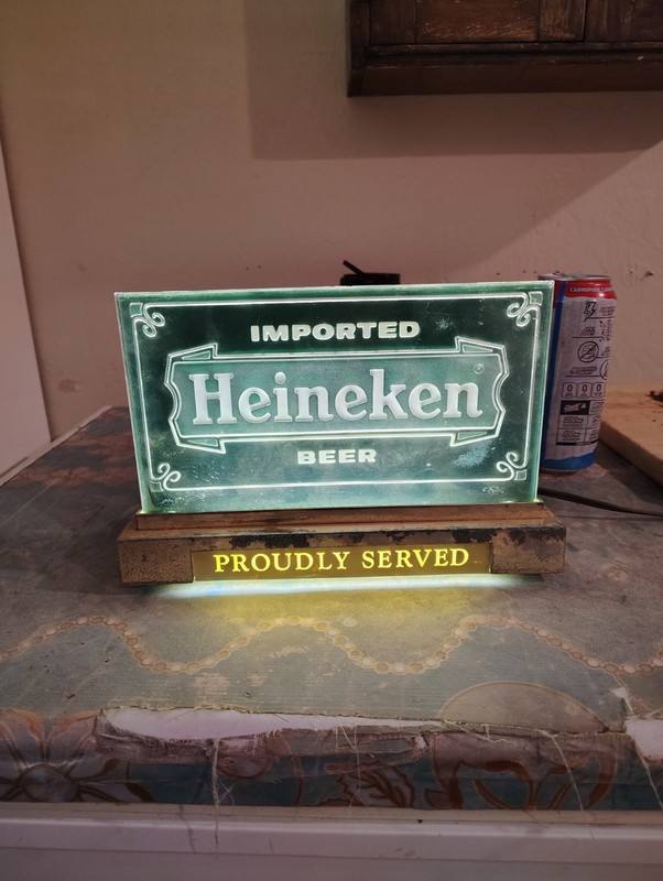 .VINTAGE HEINEKEN IMPORTED BEER LIGHT SIGN UP BAR CASH REGISTER TOPPER