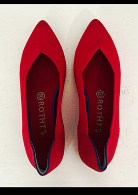 Rothy's Red Knit Pointed Toe Slip-On Flats Women's US 8W Rubber Sole