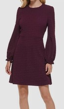 Tommy Hilfiger Women's Purple Embossed Houndstooth Dress Size 2