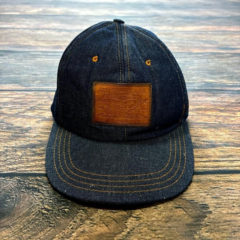 Gorra Levi's Denim Logo Centro Años 80 90 Parche Cuero Correa Trasera Ajustable Foto 2 de 4