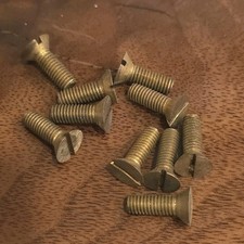 Vtg Brass Machine Screws - Slotted Flat Head - 8-32 x 1/2" - Fine - 12 Pack