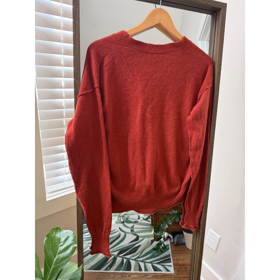 Cárdigan Sundance 100 % cachemir abotonado naranja óxido para mujer mediano Foto 2 de 4