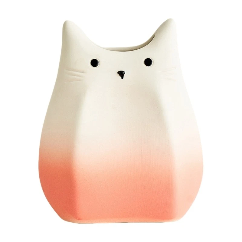 Unique Cats Shape Ceramic Vases For Dry Flower Arrangements And Plant Growth Pot