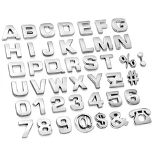 43Pcs Car Emblem Letters Sticker DIY 3D Chrome Number Symbol Badge Decal