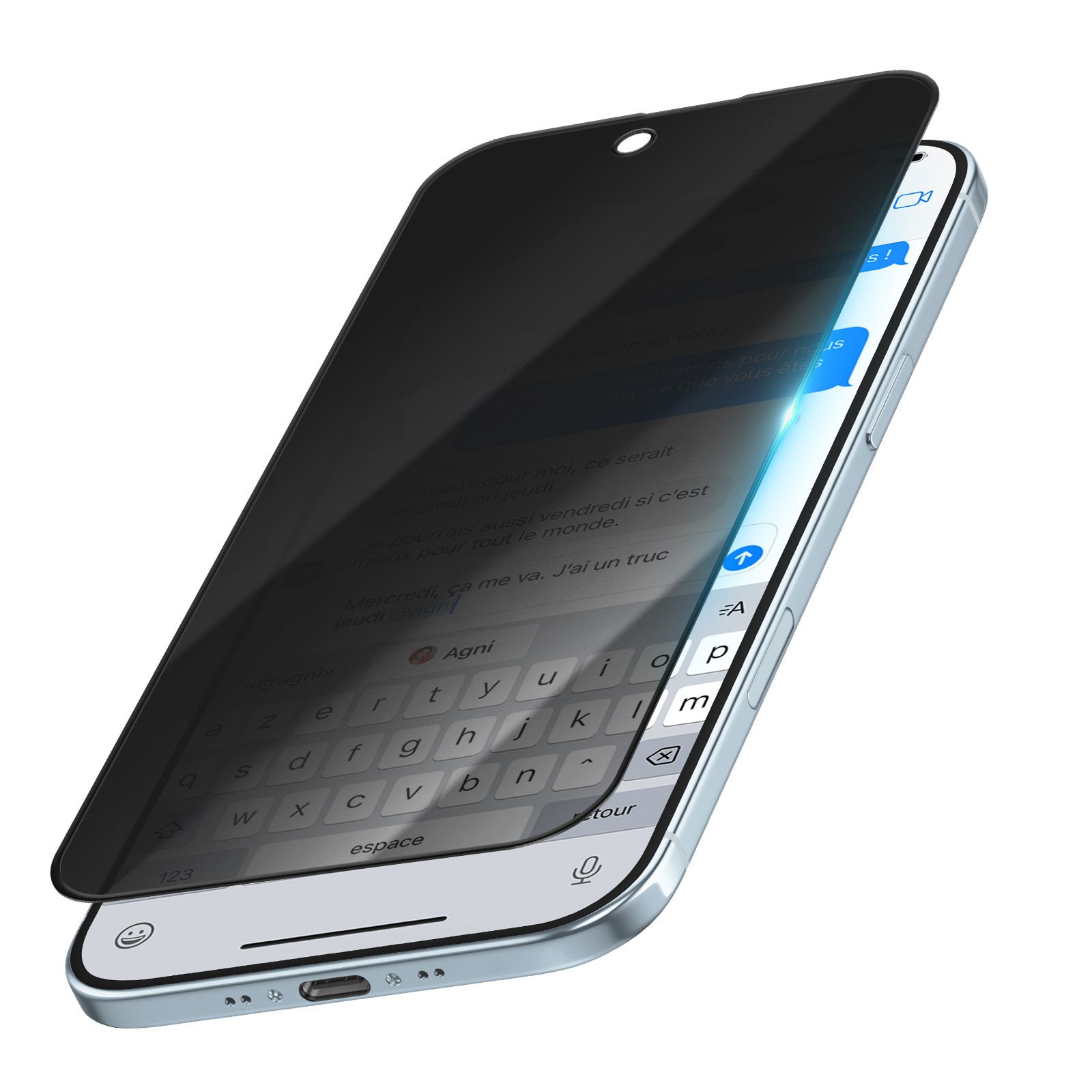 Filtre anti-espion iPhone Air en verre trempé 5D pour le bureau