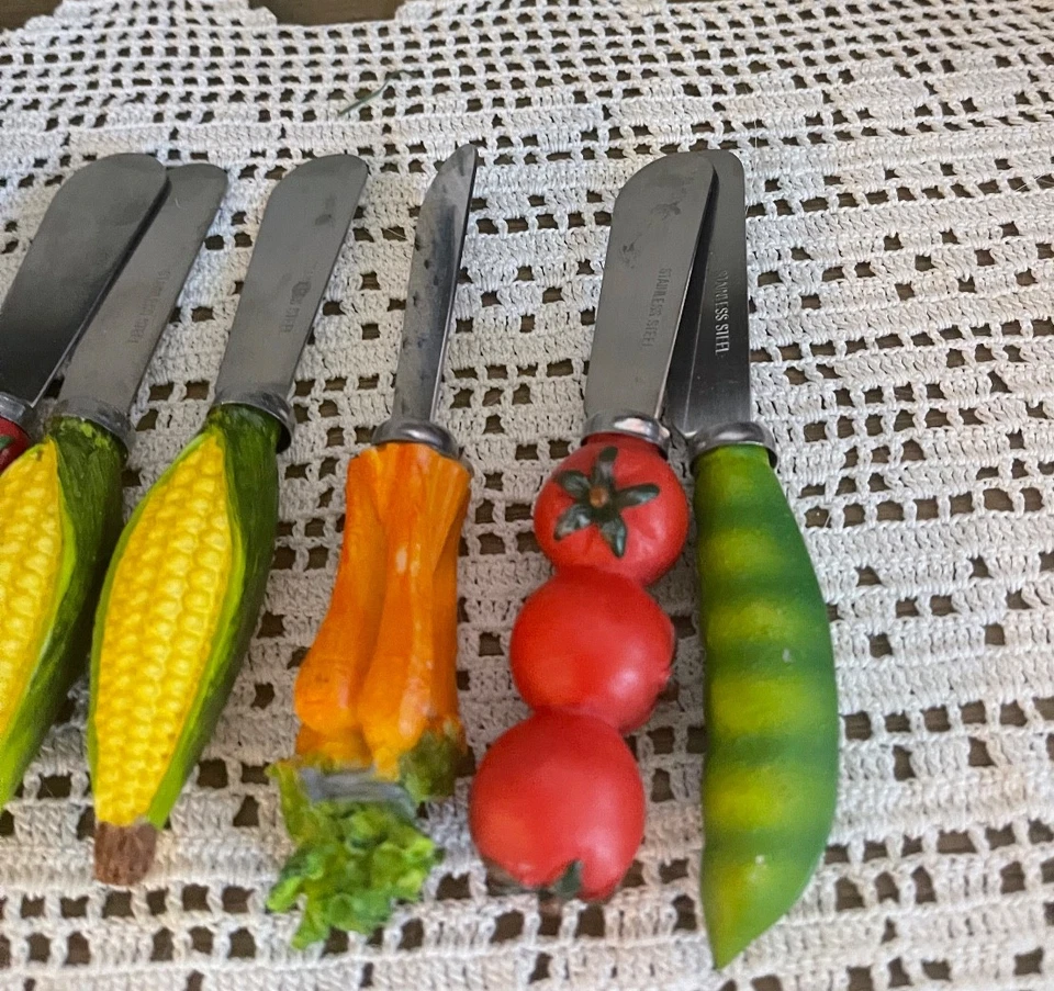 Juego de 9 cuchillos esparcidores de queso mantequilla mango de fruta de acero inoxidable Boston Warehouse Foto 3 de 4