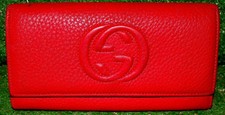 GUCCI GG Long Wallet Red Leather Good Condition Made In Italy