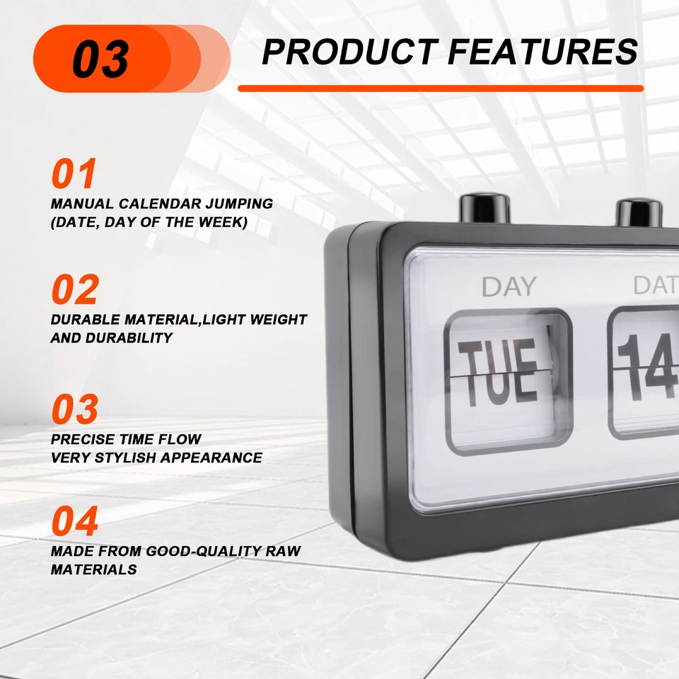 Mechanical Alarm Clock Novelty Flip Clock Desktop Digital Clock with1504 - Image 4 of 4