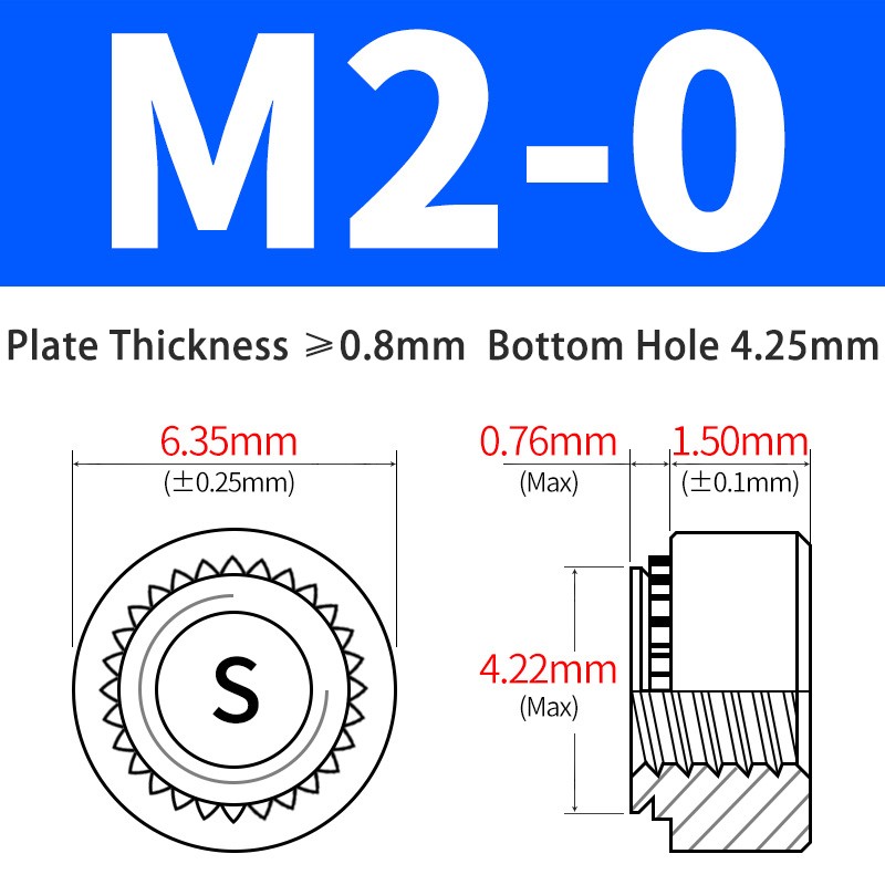 Carbon Steel Blue Zinc Press Riveting Nut Round Clinch Nuts 1000 Pcs M2 M2.5~M10