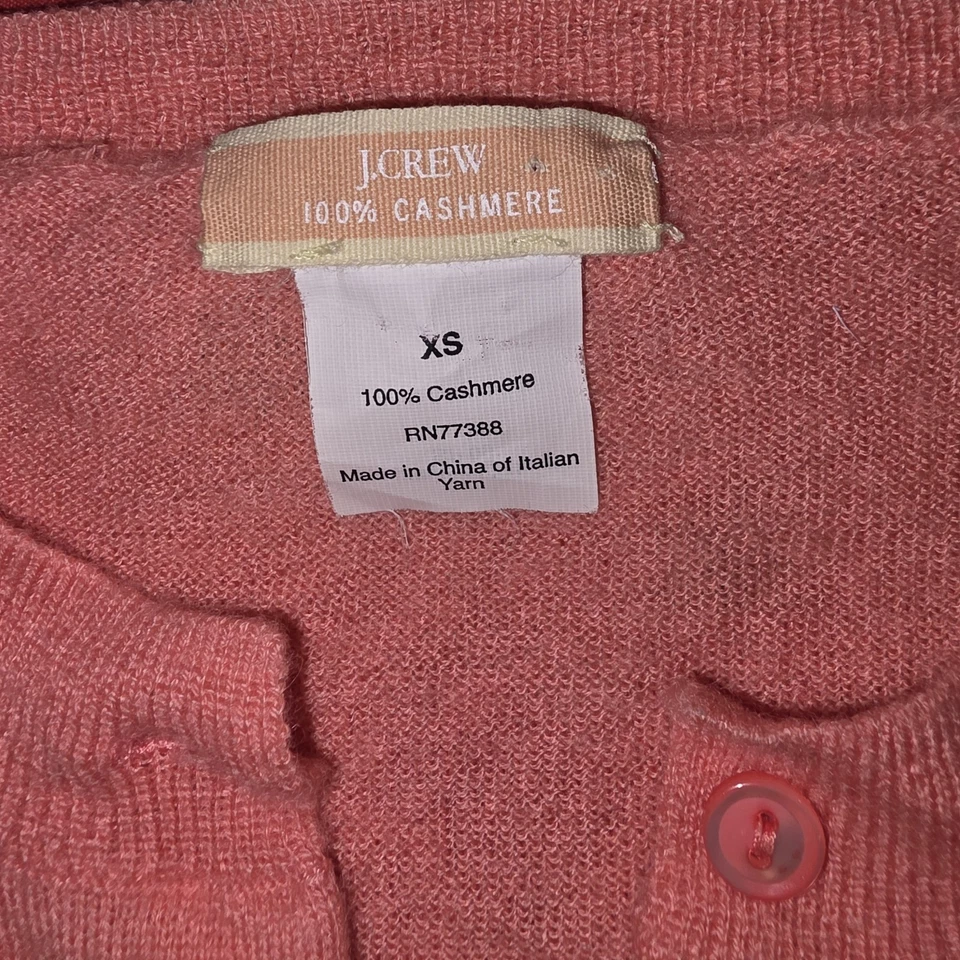 Cárdigan rosa hilo italiano 100 % cachemir J Crew para mujer talla XS Foto 2 de 4