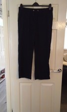 Ladies Navy Linen Trousers Size 14 From F&F Very Good Condition