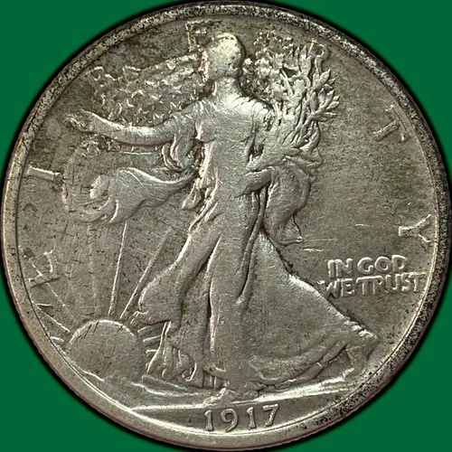 1917 Walking Liberty Half Dollar Very Fine VF Coin #37432
