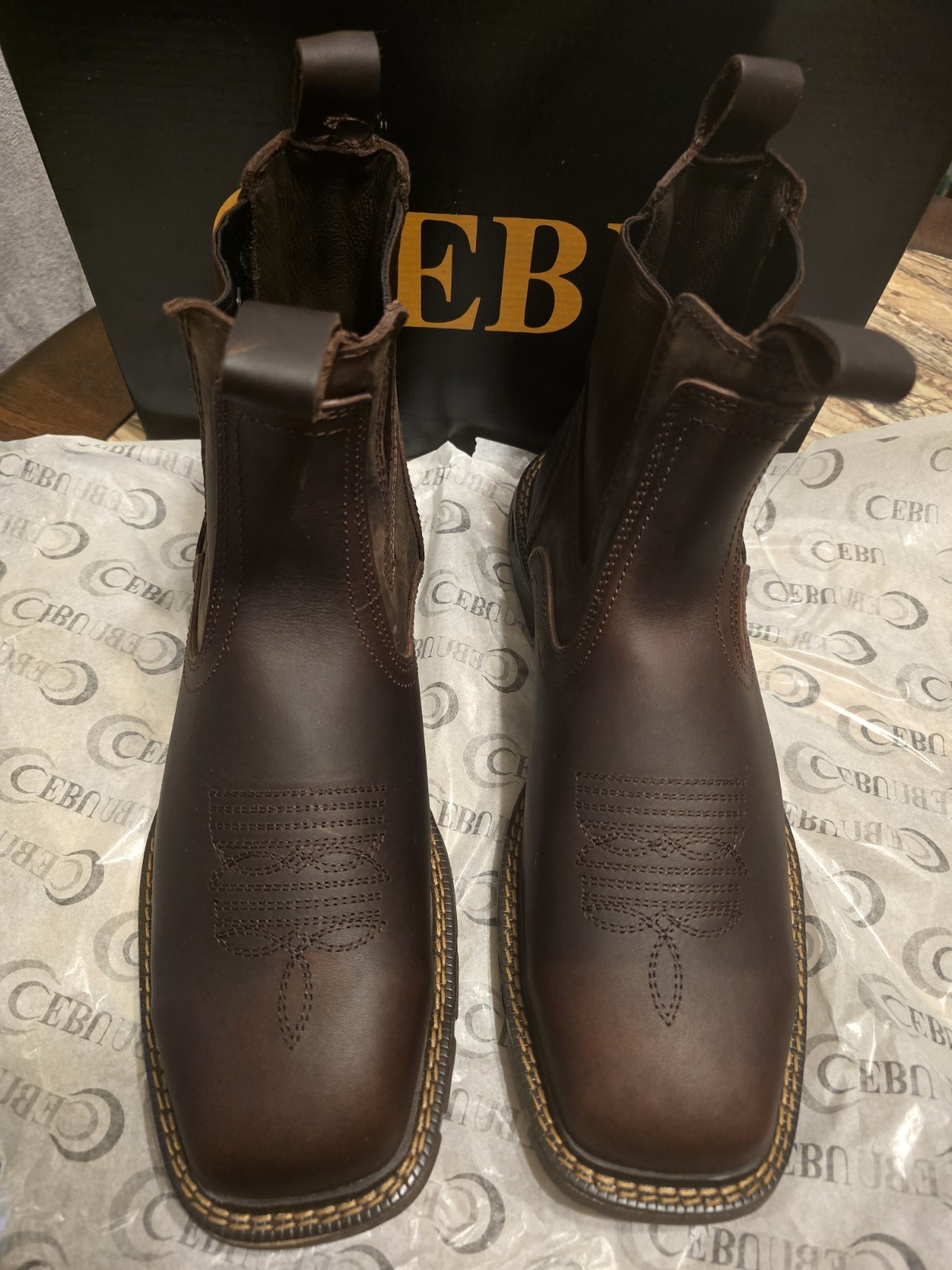 S Leather Steel Toe Work Boots Slip On Oil Resistant B/c Thunder