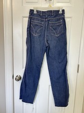 Vintage 1970s Sears Blue denim jeans cotton sz 28x31 Distressed Cuffs High Rise