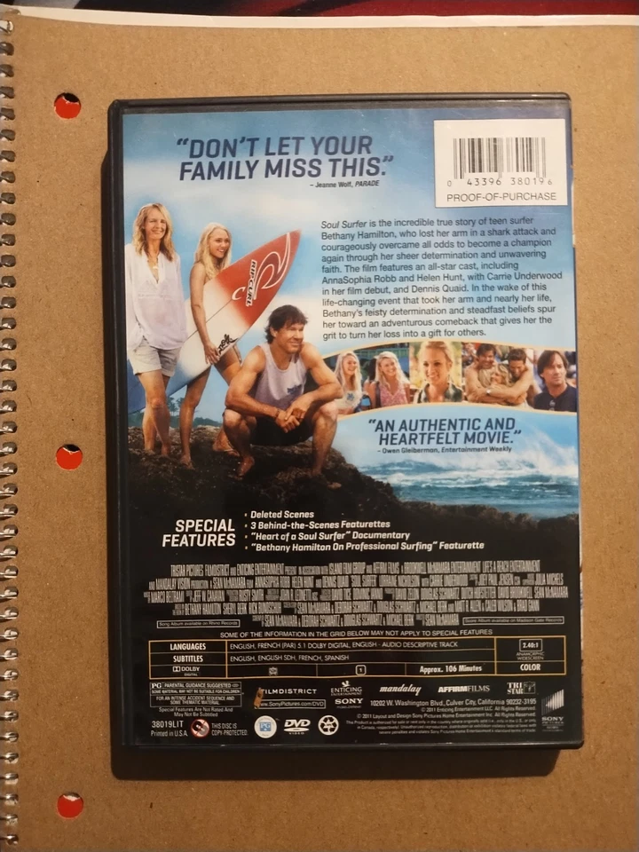 Soul Surfer - DVD By AnnaSophia Robb,Dennis Quaid - GOOD - Image 2 of 2