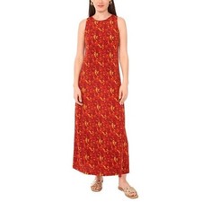 Vince Camuto Womens Rust Floral Sleeveless Keyhole Back Maxi Dress Small