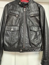 DSQUARED 2 multi pocket black leather biker j...