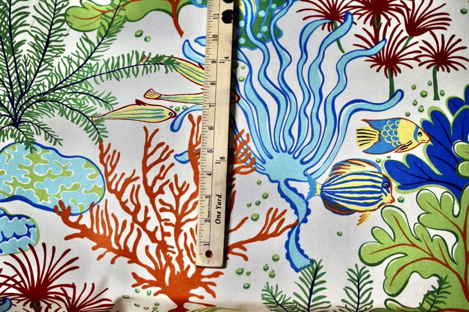 TELA DE TAPICERÍA ESTAMPADA MILL CREEK SPLISH SPLASH ATLANTIS 55" DE ANCHO POR YARDA Foto 4 de 4