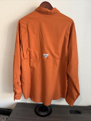 Columbia Texas Longhorns Button Up Shirt Mens Large Orange LS Vented - Picture 8 of 14