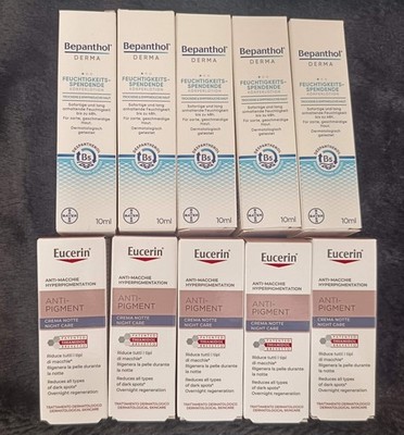5x7 ml Eucerin Anti Pigment Nachtcreme Und 5x10 ml Bepanthol Derma Körperlotion