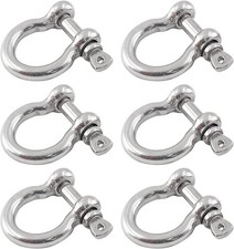 6 Pcs 1/4 D Ring Anchor Shackles, Stainless Steel Clevis Shackle, Marine Boat