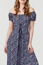 Izabel London Boho Cottagecore Navy Ditsy Floral Corset Front Maxi Dress 18 