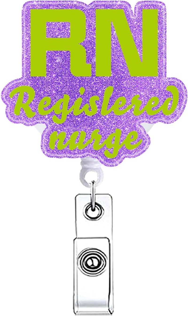 как выглядит RN Registered Nurse Badge Reel Retractable Funny Purple Badge Holder Doctor Heal фото