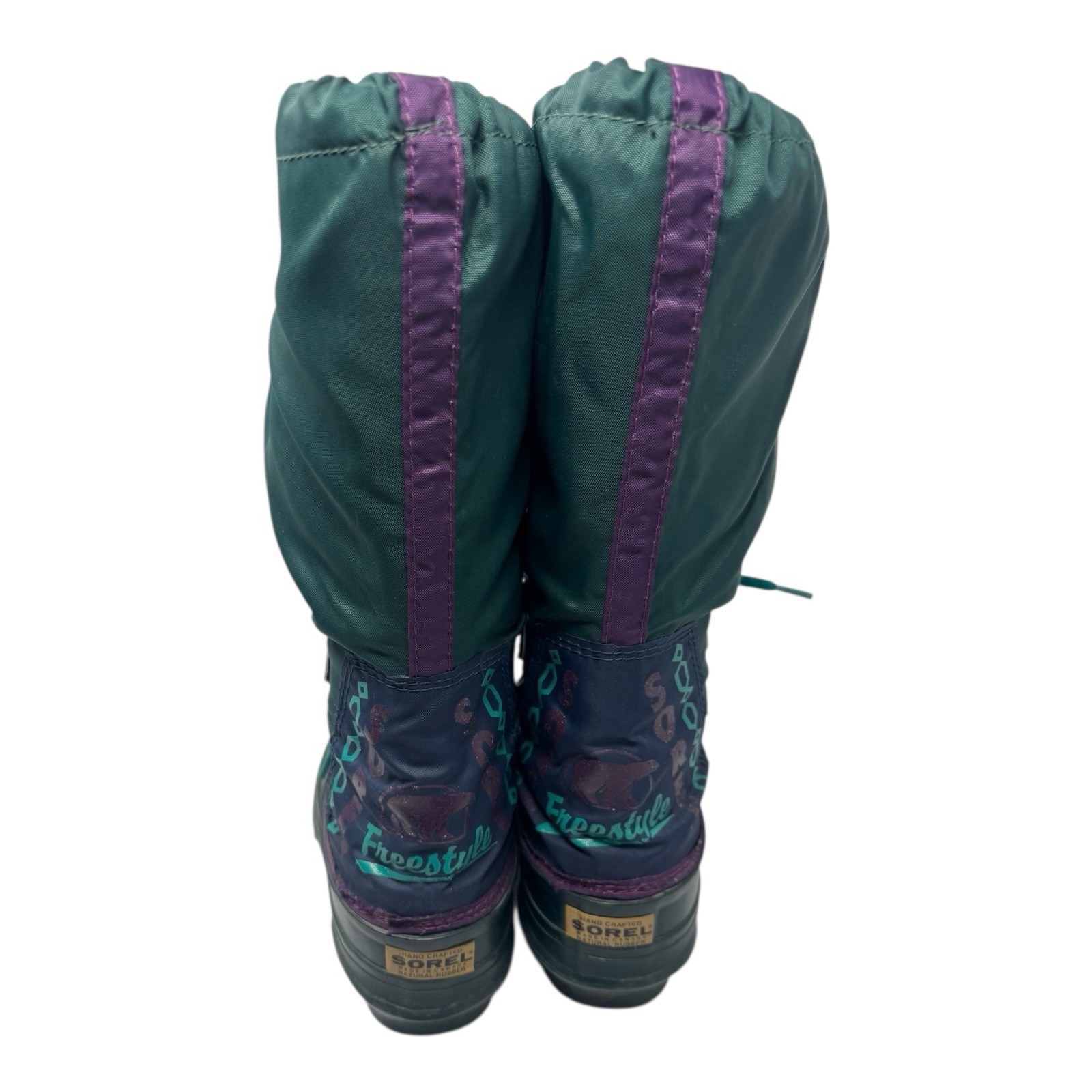 RaRE!🤯90s Sorel❄️ Freestyle Chunky Tall Snow Boots Felt Liner Canada Green 7 image 3