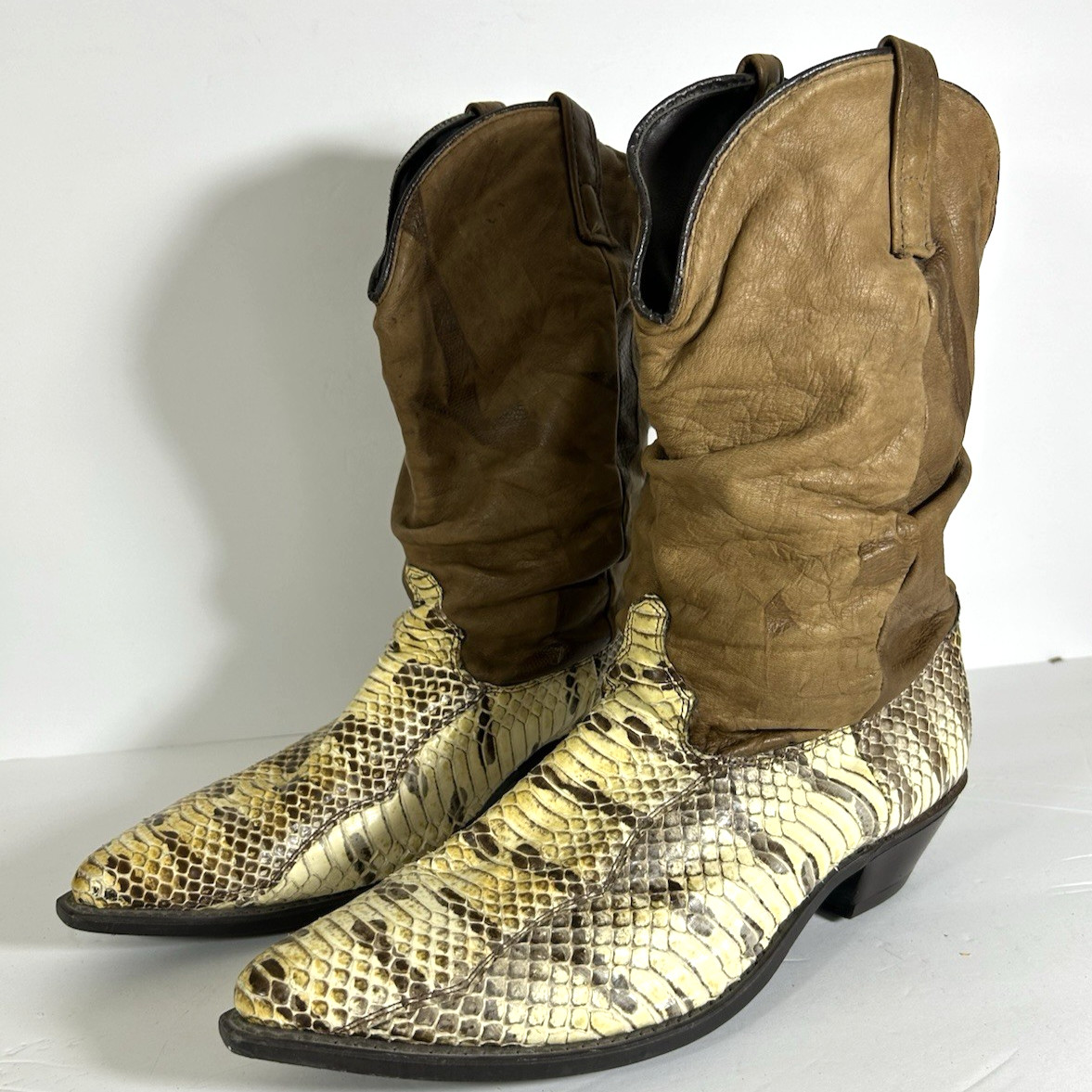 Vintage 90s Snake Skin Python Leather Western Cow… - image 9