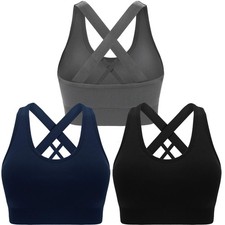 Sports Bras for Padded High Impact Seamless Criss Cross Back Workout Tops Gym...