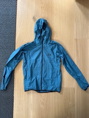 Mountain Hardwear KOR Airshell Hooded Jacket Mens Small Blue Ultralight Pertex