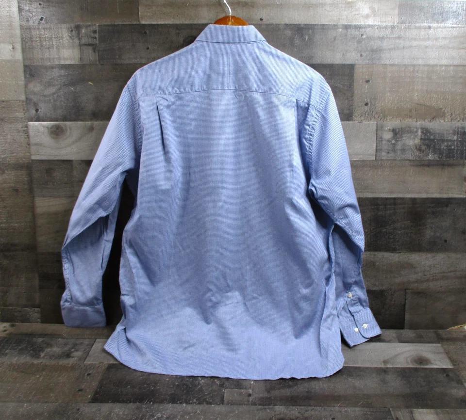 Gitman Bros Dress Shirt Mens Large 16.5 34/35 Blue Gingham Trim Fit Made in USA - Image 3 of 4