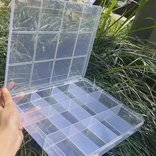 Clear Plastic Storage Box 12-28 Compartment Jewelry Bead Organizer Craft Case