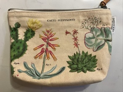 Cavallini & Co Canvas Zipper Pouch Cacti Succulents Thorns Cosmetic Mini Bag