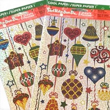 2 American Greetings Stickety Doo Da Christmas Ornament Stickers Holographic New