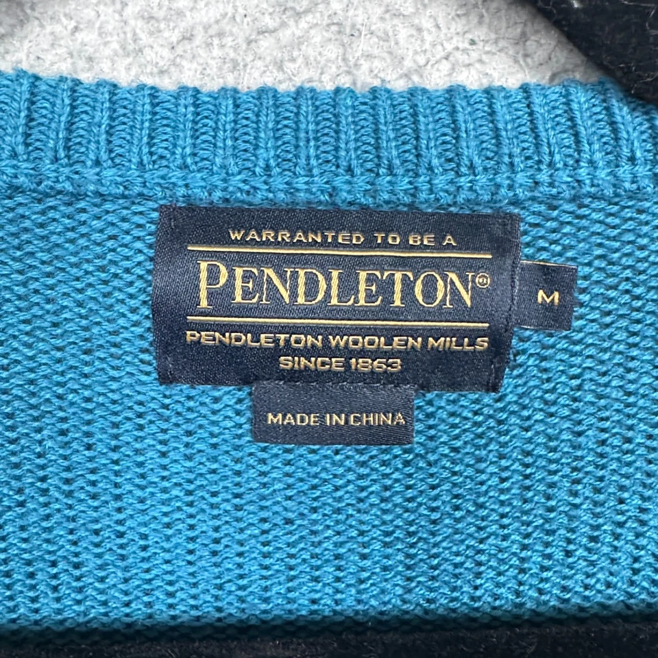 Suéter Pendleton Hombres M Azul Pullover Mezcla Cachemira Cuello en V Preppy Silencioso Lujo Foto 3 de 4