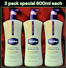3 Pack Vaseline 48hr Moisture Lotion 600ml Each Ultra Hydrating  Vit B3  Aloe