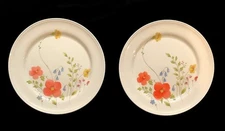 Lot of Two (2) Mikasa "Just Flowers" Bone China 10 5/8" Dinner Plates