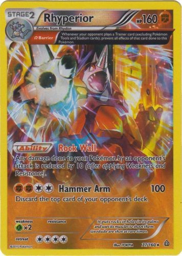 NM-Mint Rhyperior - 77/160 - Holo Rare - Reverse Holo Pokemon Primal Clash
