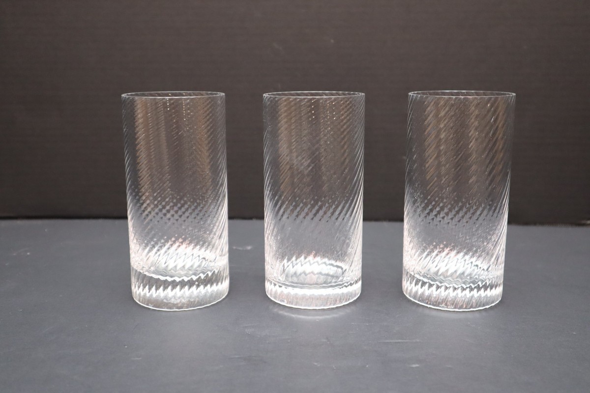 NASON & MORETTI Murano ガラス 一輪挿し Set 3 Nason Moretti Murano Tumblers TWIST Highball Clear Glass