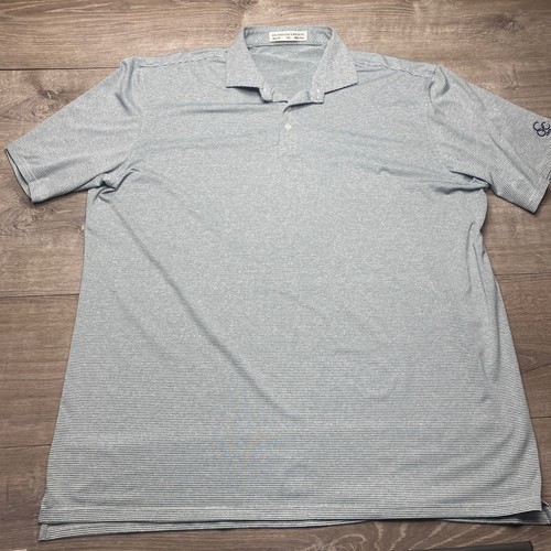 Holderness & Bourne Shirt The Perkins Mens XXL Green White Stripe Golf Polo Poly