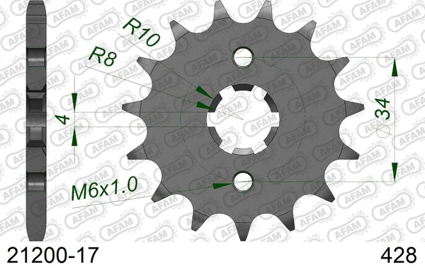 Ritzel Antriebsritzel 17-ZäHne 428-Teilung FüR Yamaha SR 125 Bj. 1987-2002-image