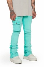VALABASAS  SMOOTH  STACKED FLARE JEAN AQUA Size 30/35 87 