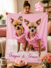 Personalized Custom Plush Blanket Dog's Photo Name Throw Gift 3 Sizes