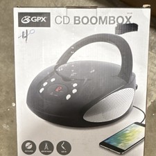 GPX BC112B CD Boombox Black/White AM/FM Radio AUX In Player Stereo