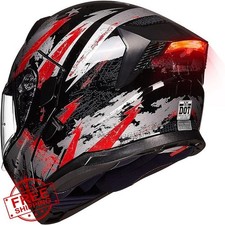 Casco de motocicleta ILM abatible doble visera medio relámpago