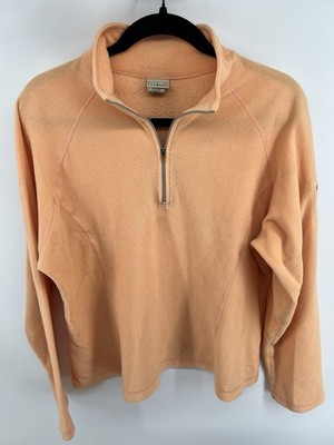 L.L.Bean Peach Fleece 1/4 Zip Sweatshirt Women's L Mock Neck Raglan