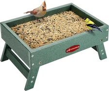 Ground Bird Feeder for Outdoors - Recycled Plastic Platform Feeder for Wild Bird