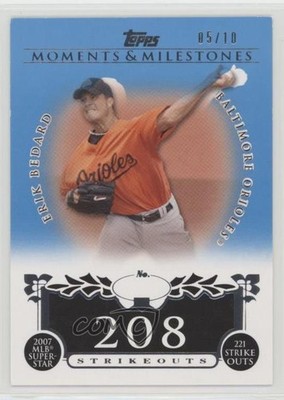 2008 Moments & Milestones Blue 5/10 Erik Bedard (2007 MLB Superstar 221 Ks) 0d9