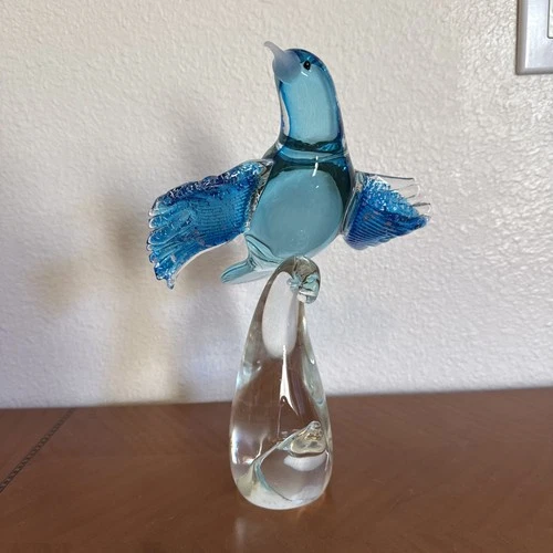 Formia Italy Glass Blue Bird of Paradise Murano Glass Limited Edition Signed Vtg